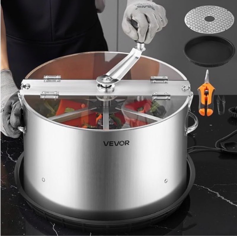 VEVOR Upgraded Bud Leaf Bowl Trimmer 16", Spin Cut Machine with Clear Visibility Lid & Sharp Stainle
