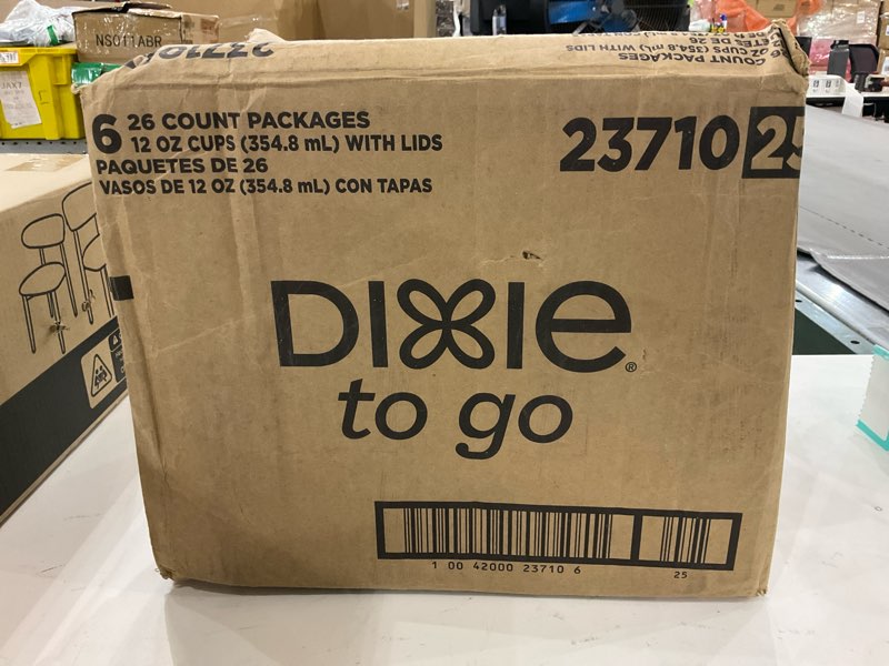 Condition photo showing New/Like New for Dixie to go-Cups with Lids-26 COUNT PACKAGES 12 OZ CUPS (354.8 mL)