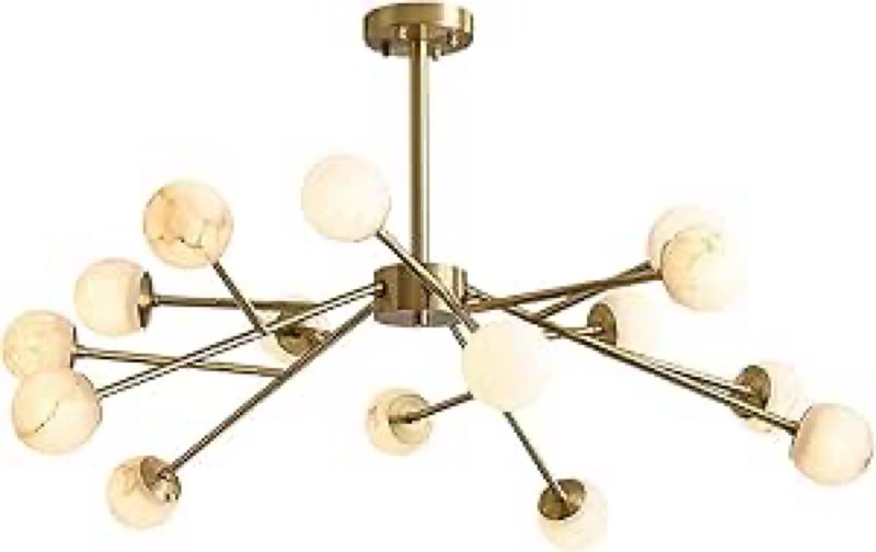 LED Chandeliers, Modern Globe Pendant Light Marble Material Round Chandelier Farmhouse Lampshade Ceiling Lighting Compatible with Café,Bar,Restaurant Lighting Fixture