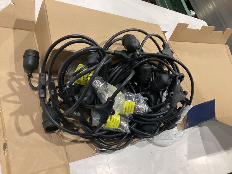 Condition photo showing As Is for harbor breeze 48-ft plug-in black indoor/outdoor string light with 24 white -light led edison bulbs