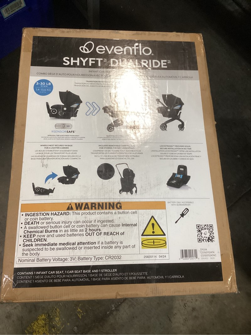 Condition photo showing New/Like New for evenflo shyft dualride travel system with carryall storage - sylva pink