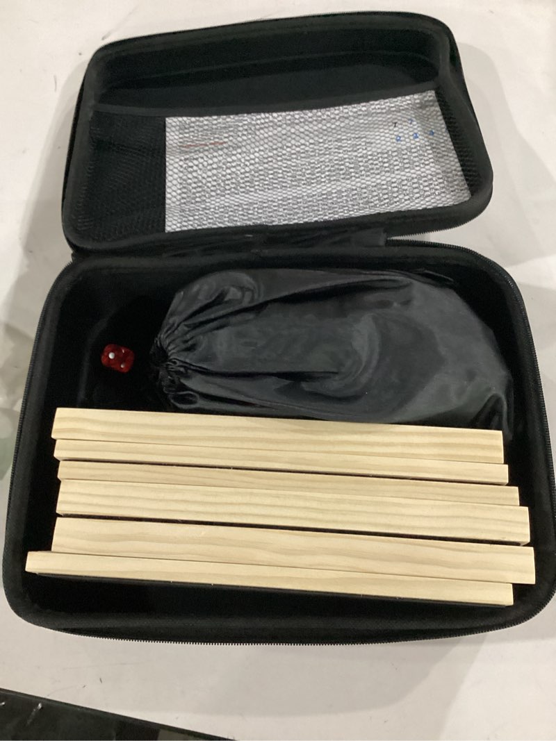 Condition photo showing Good Condition for rummy cube 6 player edition with 6 wooden racks/trays, 160 large numbers rummy tiles set with zippered case, rummy travel game set with 6 tiles holders - classic board games for family adults kids 6 players