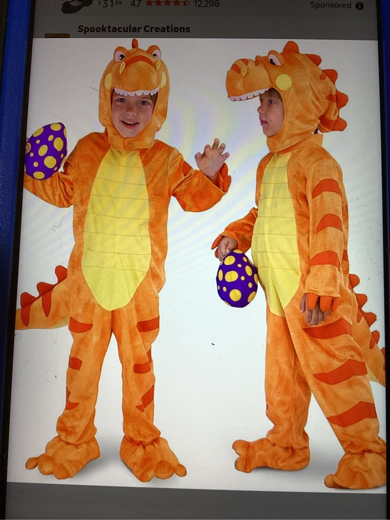 Spooktacular Creations Baby Orange T-Rex Costume with Toy Dinosaur Egg for Kids Halloween Dress up, 