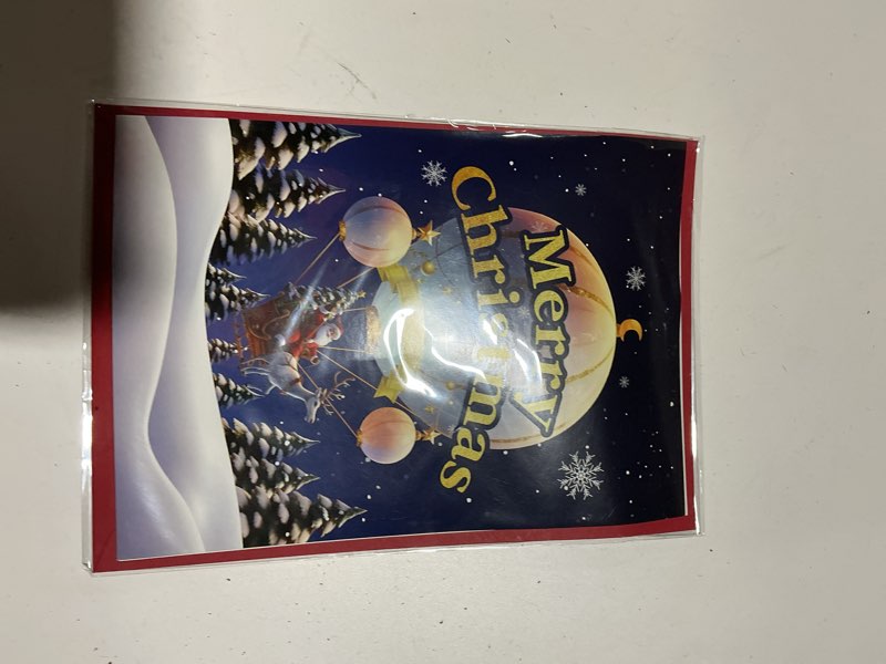 Condition photo showing New/Like New for pengda pop up christmas cards with lights and music, handmade santa claus and christmas tree musical holiday greeting cards new year funny gift cards for son friend mother with envelope and note tag(christmas card)
