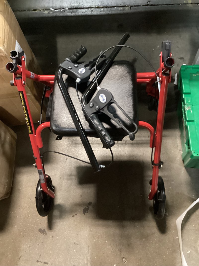 Condition photo showing Good Condition for drive medical rollator walker with seat, 7.5 inch wheels, red | rollator walker offers stable, height adjustable mobility support with durable steel frame and wheels