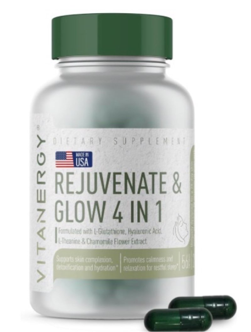 (Exp  :2s/02/2027 )Vitanergy Beauty Sleep & Skin Glow Supplement – 4-in-1 Nighttime Support with L-Glutathione, Hyaluro