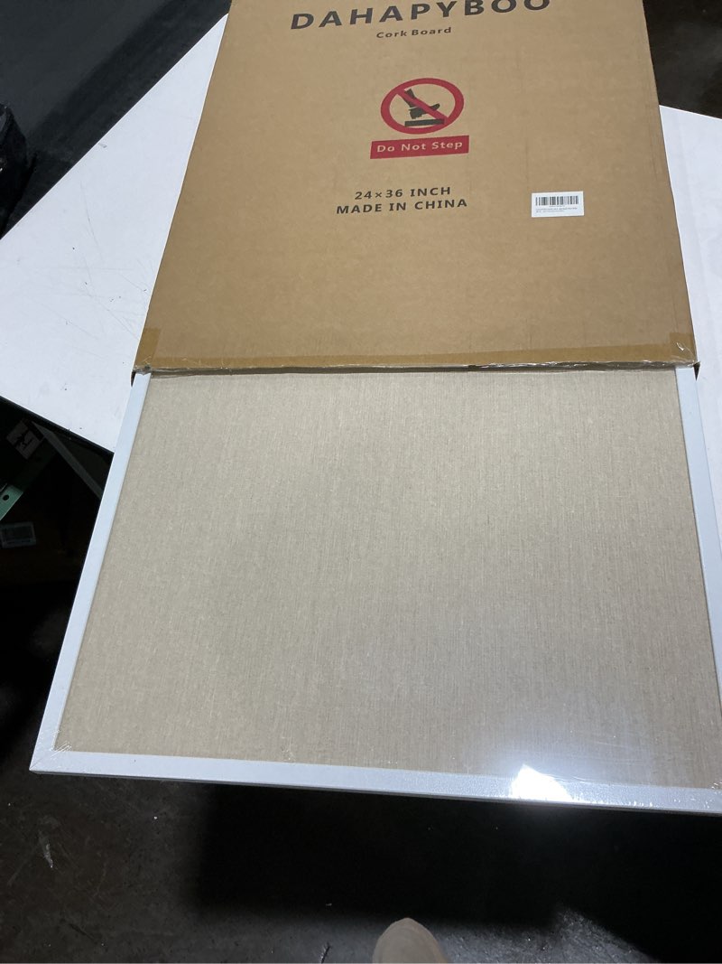 Condition photo showing Good Condition for Cork Board with Linen White,Bulletin Board 36"x24" Hanging Corkboards for Office Home School Message Board or Vision Board Decoration. White 36" x 24"