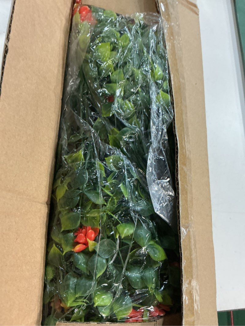 Condition photo showing New/Like New for artificial flowers, fake outdoor uv resistant plants faux plastic greenery shrubs indoor outside hanging planter home kitchen office wedding, garden decor (orange red) orange 4 bundle