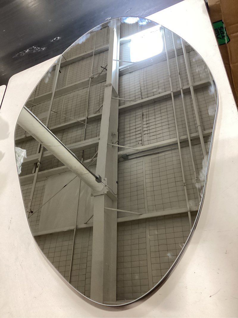 Condition photo showing Good Condition for trahome irregular asymmetrical wall mirror for living room bathroom entryway, modern decorative mirror hanging (hook style, 36'' x 24'') frameless 36"l x 24"w