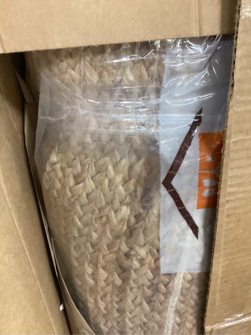 Condition photo showing Good Condition for GRUHUM 9' ft Round Jute Cotton Area Rug - Natural Fiber Handmade Boho Farmhouse Jute Area Rug Soft Braided Rustic Vintage Reversible Indoor Kitchen Bedroom Living Room Hallways Enterway (9ft Circle)