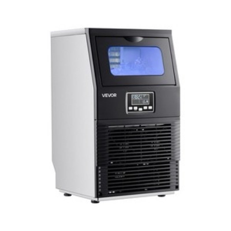 commercial ice maker machine, 90 lbs/24h with 12lbs storage, 32 cubes per