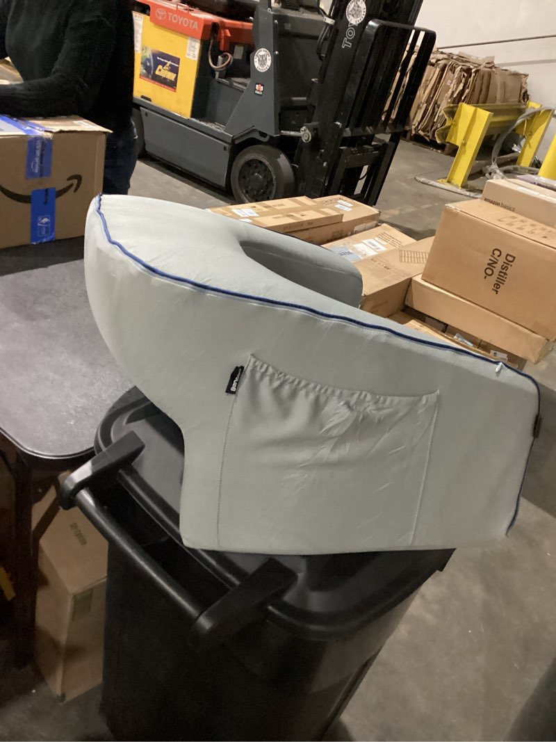 Condition photo showing As Is for reading pillow for gaming - large gaming pillow for lap with side pockets, arm-rest and bag, memory foam crochet pillow for lap support laptop computer desk tray for adult working in bed, couch, floor