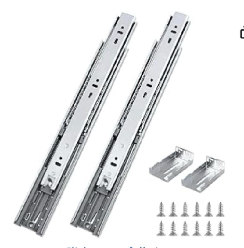 probrico 6 pairs 18 inch rear/side mount drawer slides with rear mounting brackets, heavy duty ball 