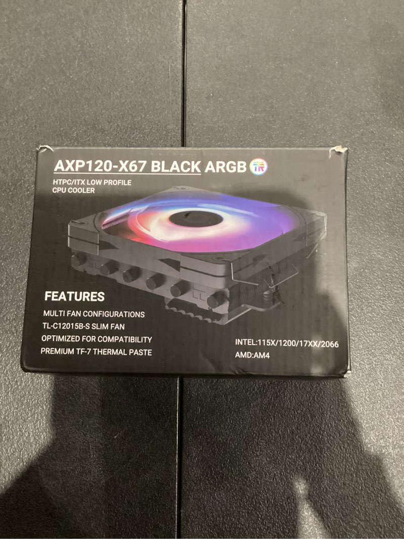 Condition photo showing New/Like New for Thermalright AXP-120-X67 Black ARGB Low Profile CPU Air Cooler with Quite 120mm TL-C12015B-S Low Profile PWM Fan, 6 Heat Pipes, 67mm Height, for AMD AM4/Intel LGA 1700/1150/1151/1851/1200/2011/2066 AXP120-X67 BLACK ARGB