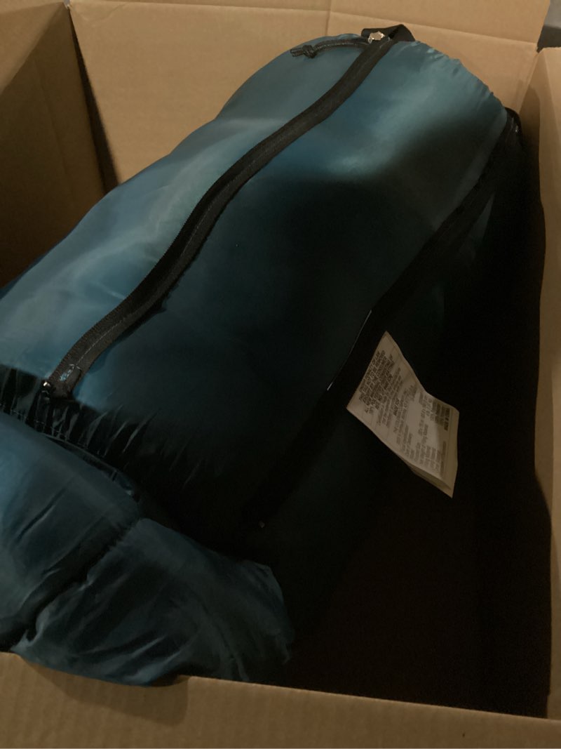 Condition photo showing As Is for Coleman Brazos 20/30°F Adult Cool-Weather Sleeping Bag with No-Snag Zipper & Stuff Sack, Machine Washable, Great for Camping, Traveling, Guests, & More PFAS-Free 20°f