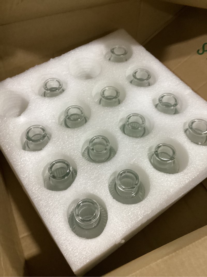 Condition photo showing As Is for DomeStar 14  Glass Bud Vases Set for Bouquet, Mini Clear Vintage Clear Cylinder Vases for Flowers, Small Flower Vase Suitable for Birthday Party, Anniversary, Wedding, Baby Shower Party Home Decor