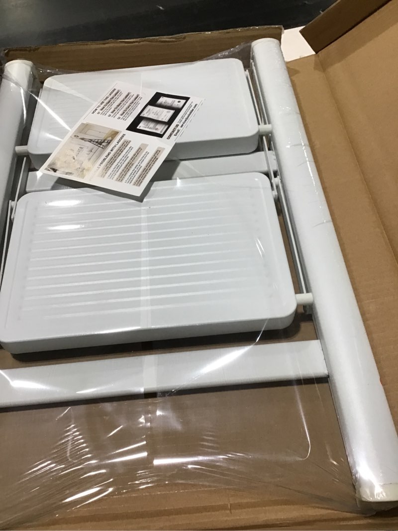 Condition photo showing As Is for Step Stool, 2 Step Ladder with Anti-Slip and Wide Pedal, Portable Iron Foldable Stepladder for Home and Kitchen, 300lbs - White White 2 Step