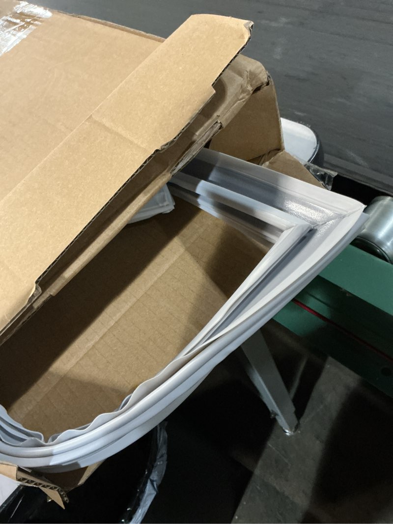 Condition photo showing As Is for upgraded 241786005 241786013 refrigerator door gasket replacement compatible with frigidaire, kenmore, crosley refrigerator fresh food door seal, replaces part number 241786009 7241786005