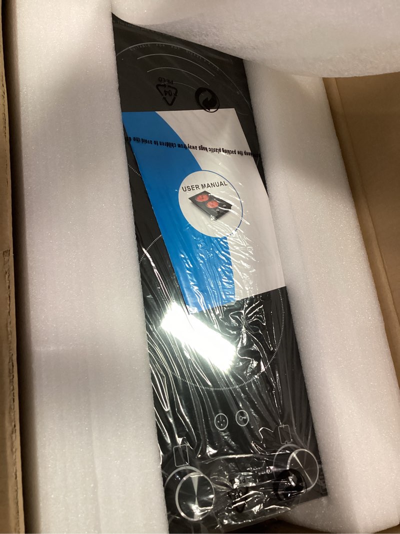 Condition photo showing New/Like New for VBGK Electric Cooktop,110V Electric Stove Top with Knob Control, 9 Power Levels, Kids Lock & Timer, Hot Surface Indicator, Overheat Protection,12 Inch Built-in Radiant Double induction cooktop