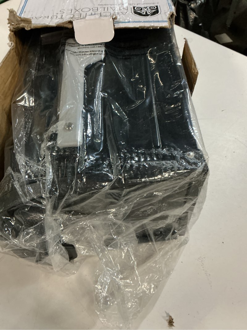 Condition photo showing Good Condition for architectural mailboxes 8830b-10 winston nickel flag post mount mailbox, medium, black black mailbox