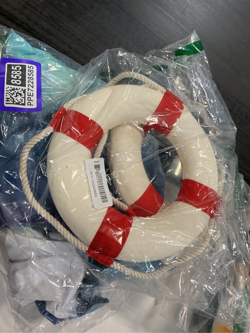 Condition photo showing New/Like New for vercraft 2 pcs lifebuoy wall hanging decor large life preserver ring decorative welcome aboard mediterranean style decoration nautical pool safety ring red 10" printed