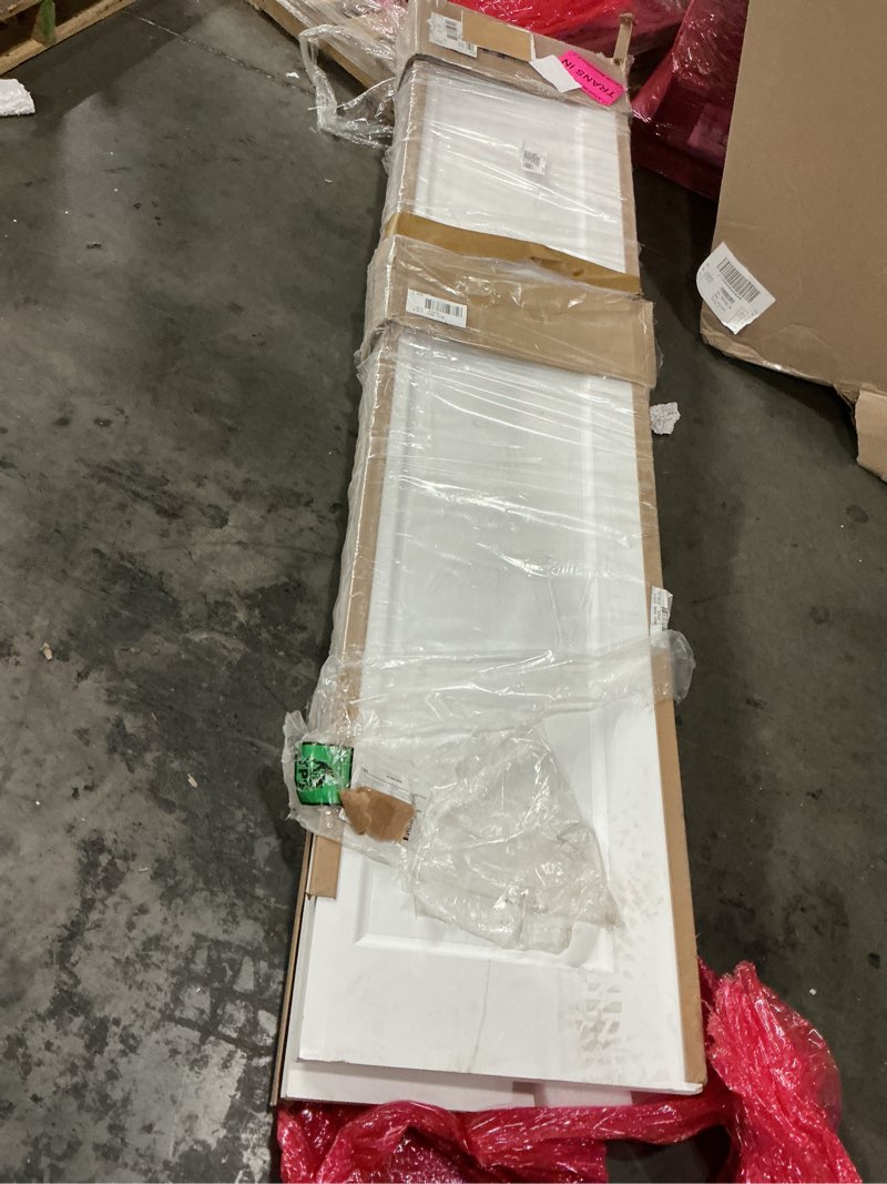 Condition photo showing As Is for JUBEST 36in. x 80in. Bifold Door, 1 Panel Bifold Interior Doors, Hollow Core Bi Fold Closet Door with Hardware Kit Include, Folding Doors for Laundry, Pantry & Bedroom, Vinyl Wrapped Textured Black 36in. x 80in. Black