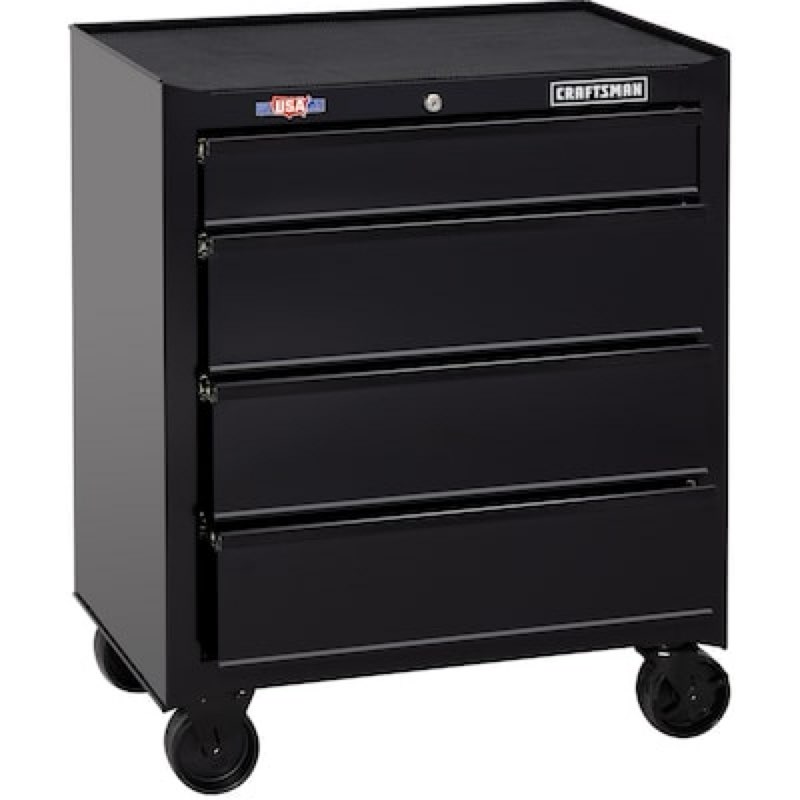 craftsman 1000 series 26.89-in w x 31.98-in h 4 -drawer steel rolling tool cabinet ( black )