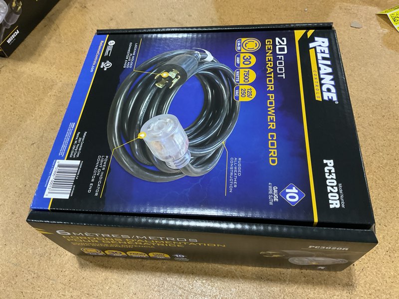 Condition photo showing New/Like New for reliance controls pc3020 pc3020k generator power cord, black