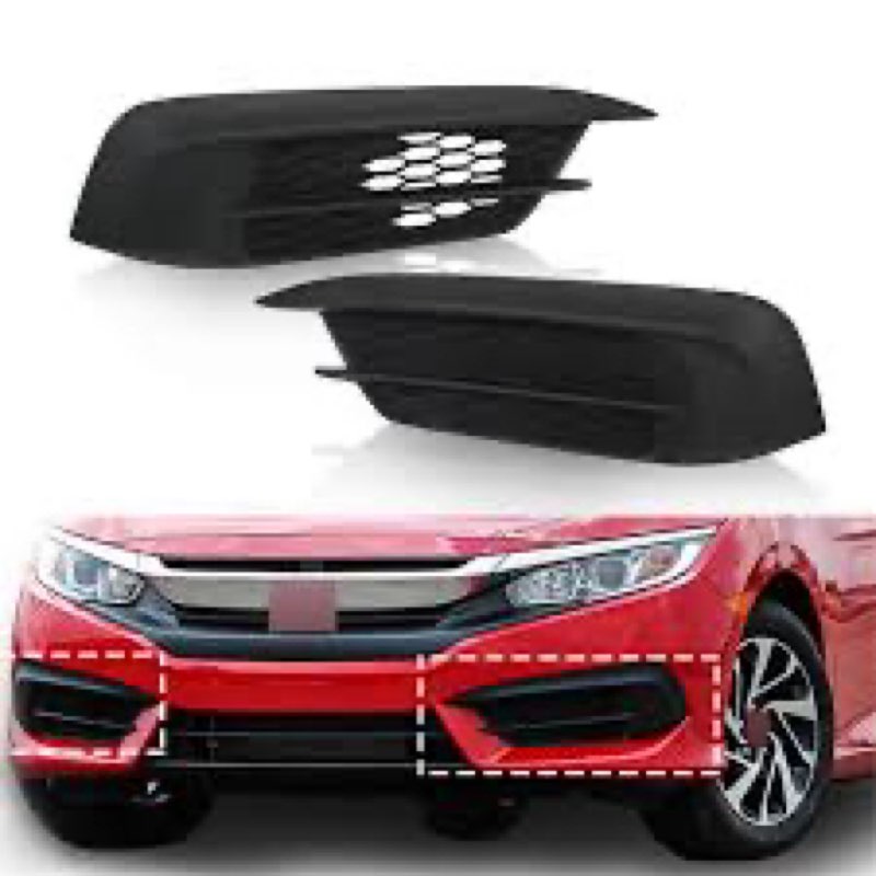 Silscvtt 1 Pair Front Bumper Fog Light Cover Assembly Replacement for Honda Civic 2016-2018 Left and