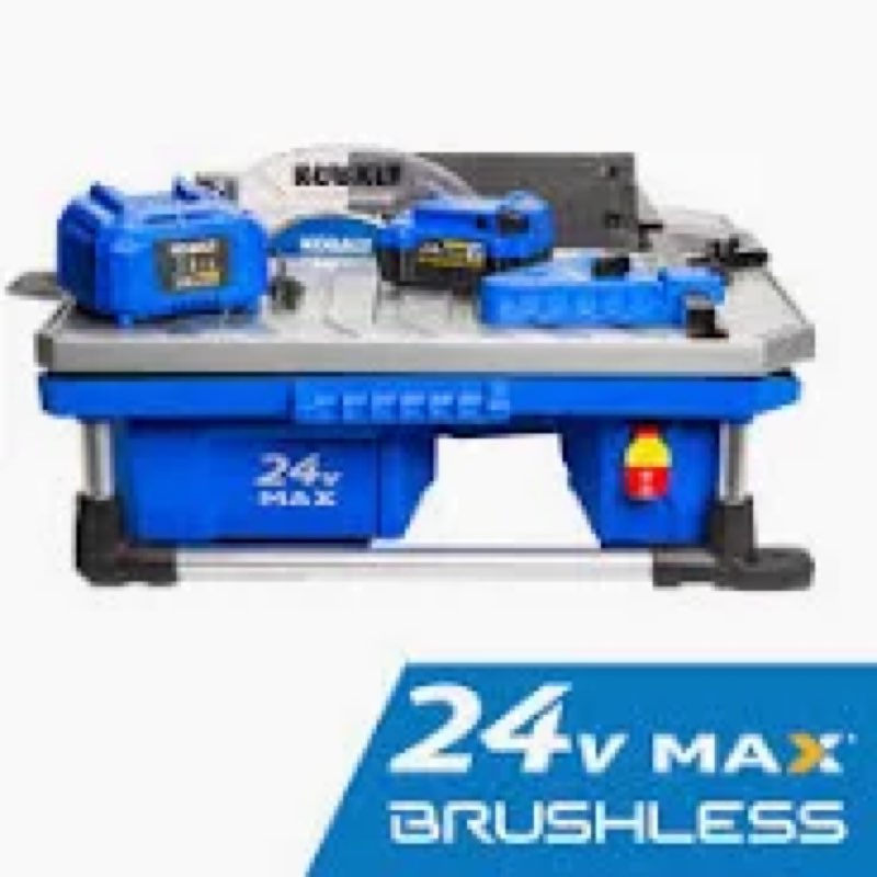 
kobalt 24v 7-in -blade cordless wet tabletop sliding table tile saw 