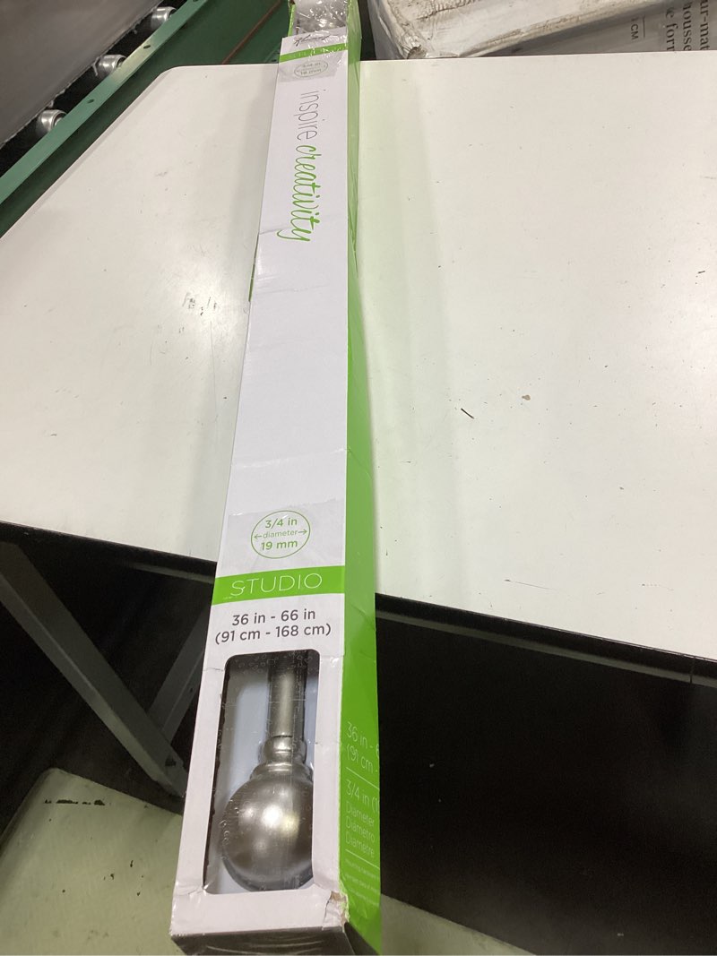 Condition photo showing Good Condition for kenney kn80102 mercer ball end standard decorative window curtain rod, 36-66" adjustable length, brushed nickel finish, 3/4" diameter steel tube 36"-66"