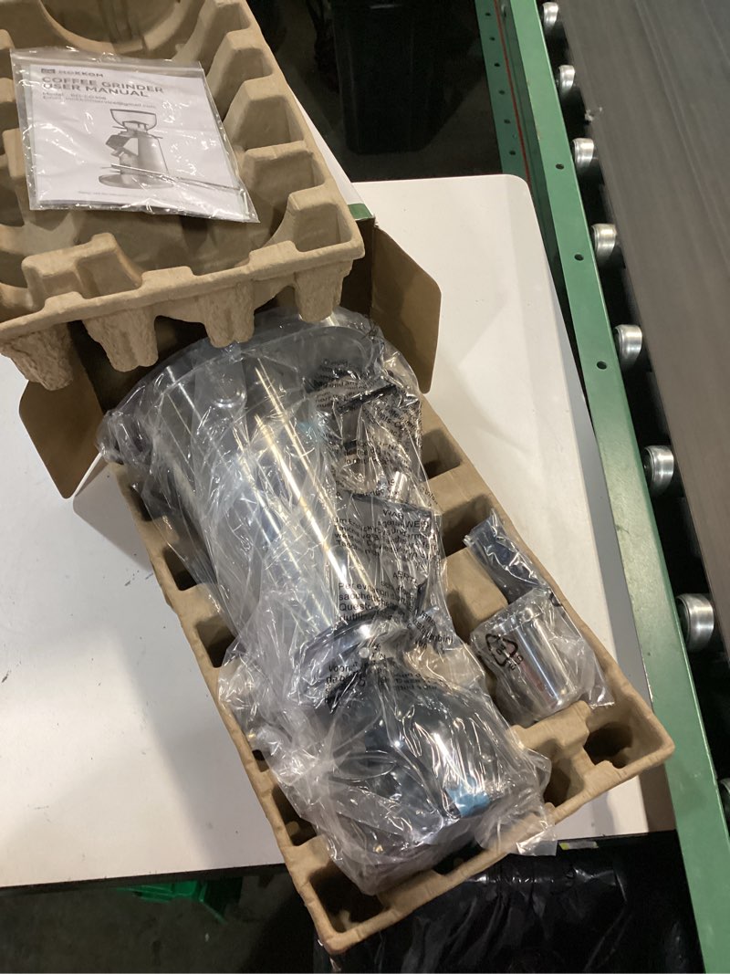 Condition photo showing New/Like New for MOKKOM Professional 64mm Flat Burr Coffee Grinder with 100 Grind Settings, All-Metal Stainless Steel Body, Coffee Bean Grinder with Adjustable Electronic Timer, Anti-Static, LED Display