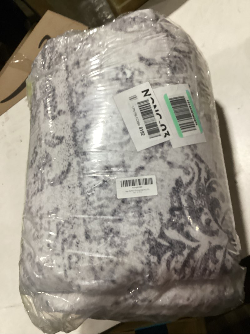 Condition photo showing As Is for 9x12 Extra Large Washable Area Rug, Soft Neutral Vintage Boho Rug for Living Room, Bedroom, Office, Farmhouse, Low Pile Imitation Wool Non Slip Carpet Ideal for High-Traffic Areas, Light Grey Light Grey 9' x 12' (Rectangular)