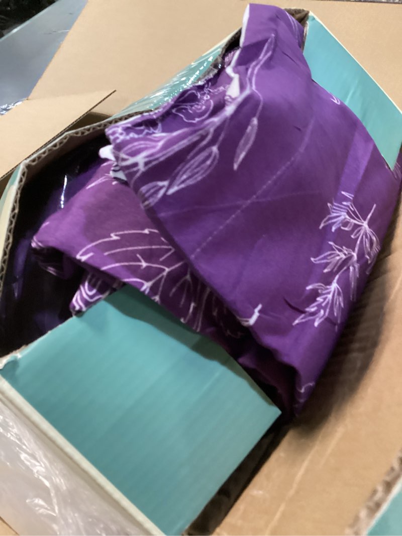 Condition photo showing New/Like New for Love's cabin Dark Purple Comforter Set King - King Size Comforter Set, 3 Pieces Cute Floral Bedding Sets for All Seasons,1 Soft Reversible Botanical Flowers Comforter and 2 Pillow Shams King (104"x90") 10 - Dark Purple