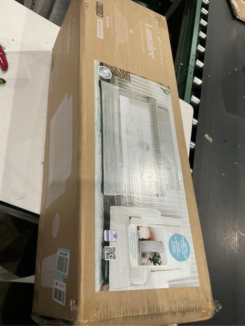 Condition photo showing New/Like New for baby delight lunaire full size crib | breathable mesh baby crib | tool-free assembly baby bed | pebble grey