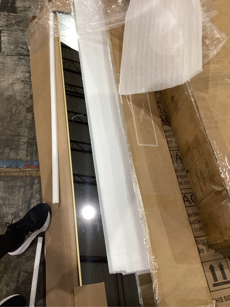 Condition photo showing Good Condition for delma full length mirror,large floor mirror with aluminum frame for bedroom, bathroom, living room,wall mount or freestanding design(with stand,rect 56x15-gold) rect gold 56"l x 15"w x 1pcs