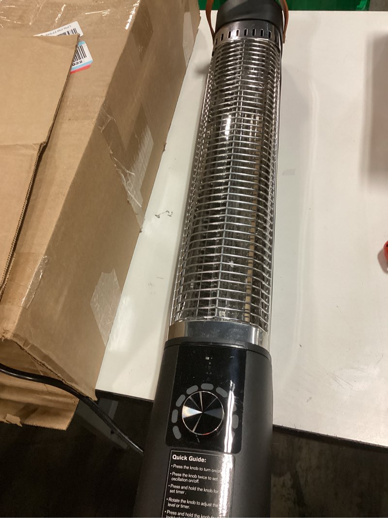 Condition photo showing Good Condition for Patio Heater for Outdoor Use, Infrared Electric Outdoor Heater, 1500W Instant Heating, 60-Degree Oscillation, 9 Heat Levels, 9H Timer, Remote, for Garage, Backyard, Large Room, Indoor, 32.2”, Jet Jet 32.2"