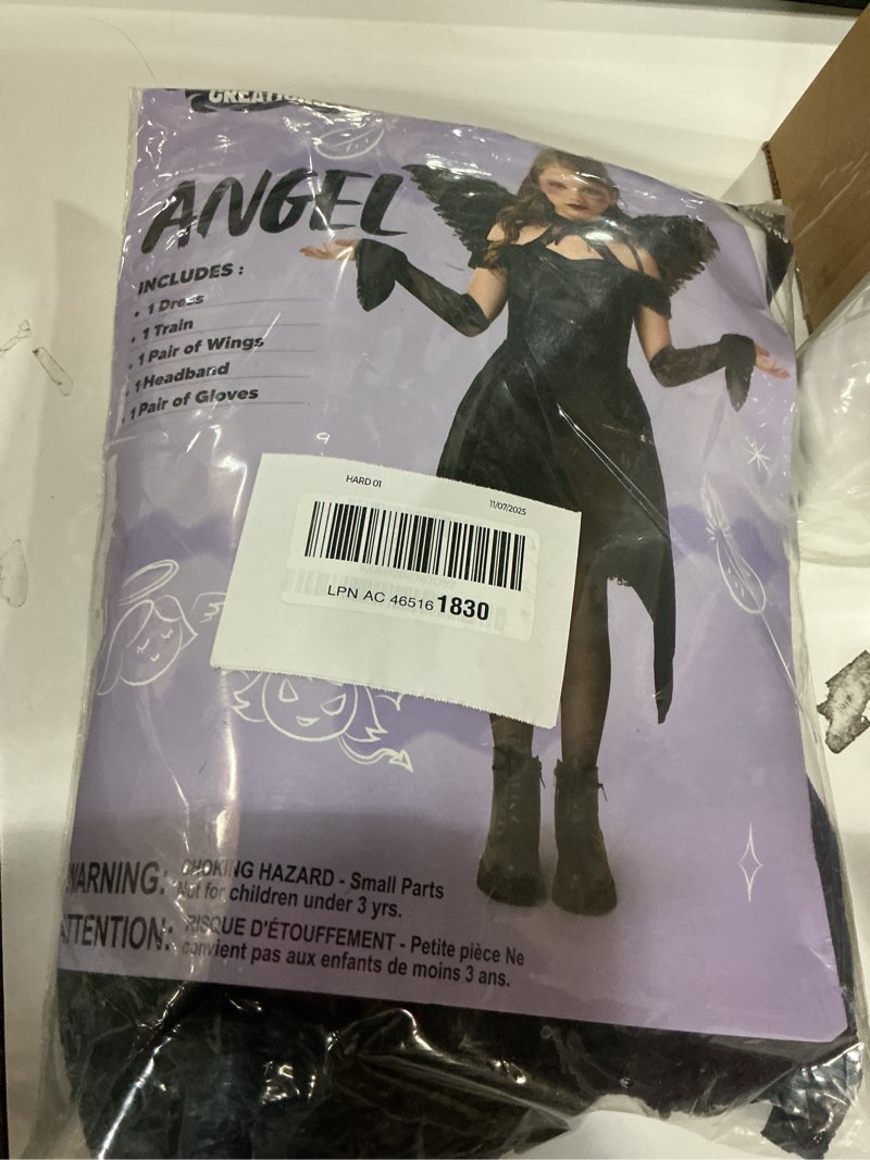 Condition photo showing Good Condition for Spooktacular Creations Halloween Child Girl Black Angel Short Dress Costume, Kids Fallen Angel Outfit for Role Play Parties X-Large(11-12 yrs)