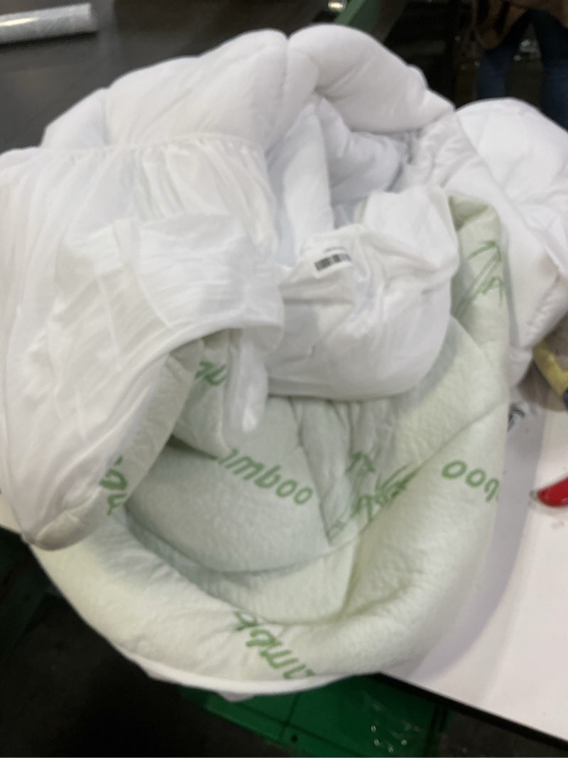 Condition photo showing As Is for Ultra Soft Queen Size Mattress Topper - Viscose Made from Bamboo Pillow Top Mattress Pad for Back Pain Relief - Naturally Cooling for Hot Sleepers, Green Green Queen