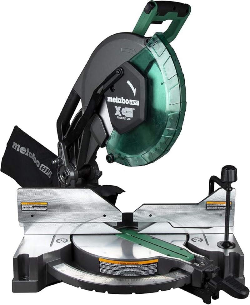metabo hpt 12-inch compound miter saw | xact cut led shadow line system | dual bevel | c12fdhb