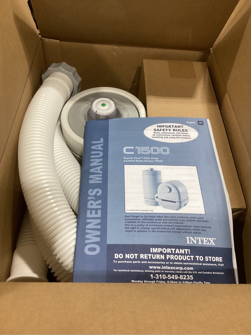 Condition photo showing Good Condition for INTEX C1500 Cartridge Filter Pump for AGP: 1500 GPH Pump Flow Rate - Cartridge Gauge Indicator - HydroAeration Technology - Includes Type A Filter Cartridge - Turnover Rate/System Flow 1180 GPH