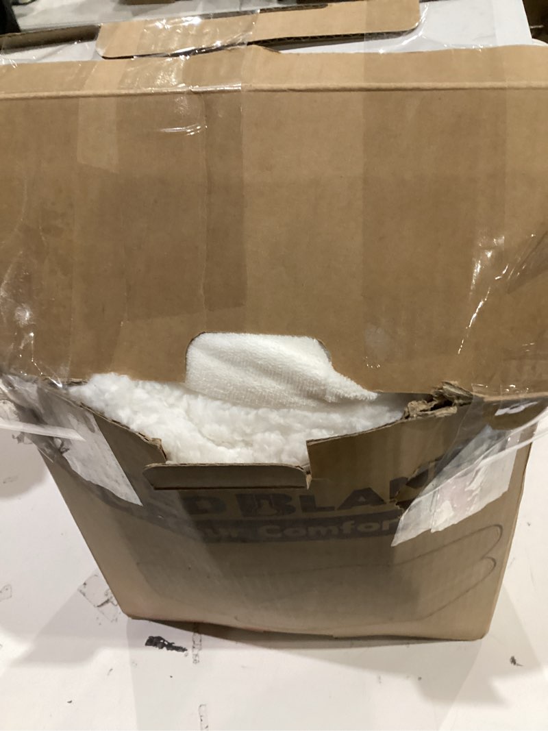 Condition photo showing As Is for electric heated blanket full size 72"x84" - dual-sided with microplush & sherpa fabric, 4 heat settings & 10 hours auto off, machine washable - lvory 05-lvory full(72"x84")