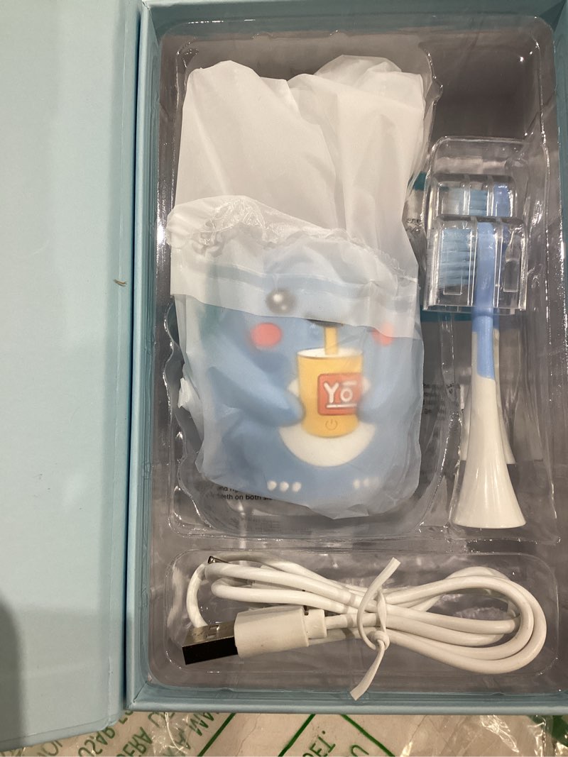 Condition photo showing Good Condition for Kids U Shaped Electric Toothbrush with 4 Brush Heads, Sonic Toothbrush Kids with 5 Modes, Cartoon Dinosaur 360-Degree Cleaning IPX7 Waterproof Design (2-6 Age (Blue))