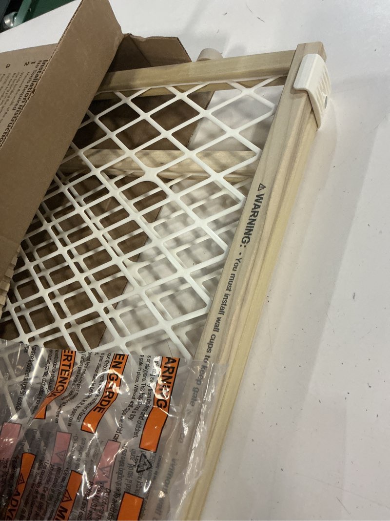 Condition photo showing Good Condition for toddleroo by north states - diamond mesh wooden baby gate: pressure mounted baby gate for doorways - adjustable 26.5 to 42 inches wide - 23 inches tall