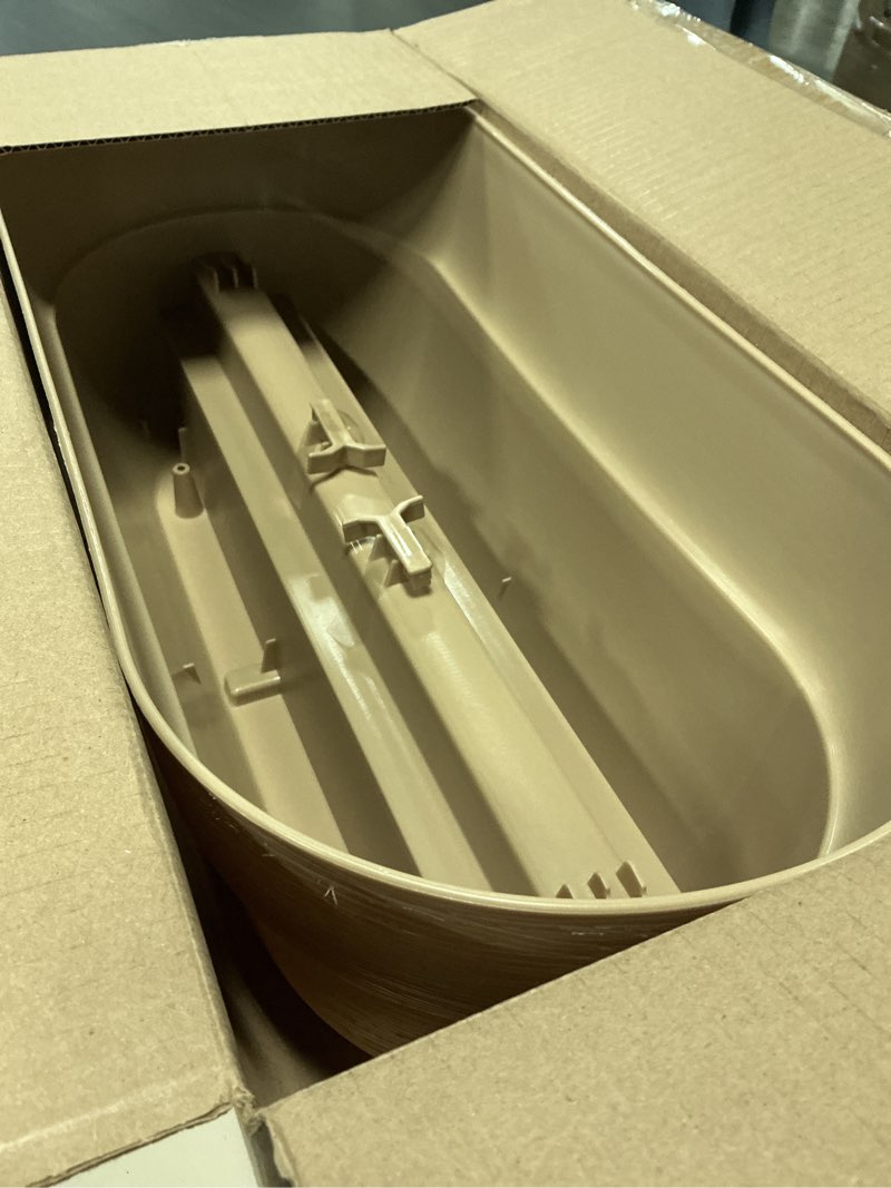 Condition photo showing Good Condition for emsco group bloomers railing planter with drainage holes – 24" weatherproof resin planter – sand sand 24.3 × 10.5 × 9.5 inches