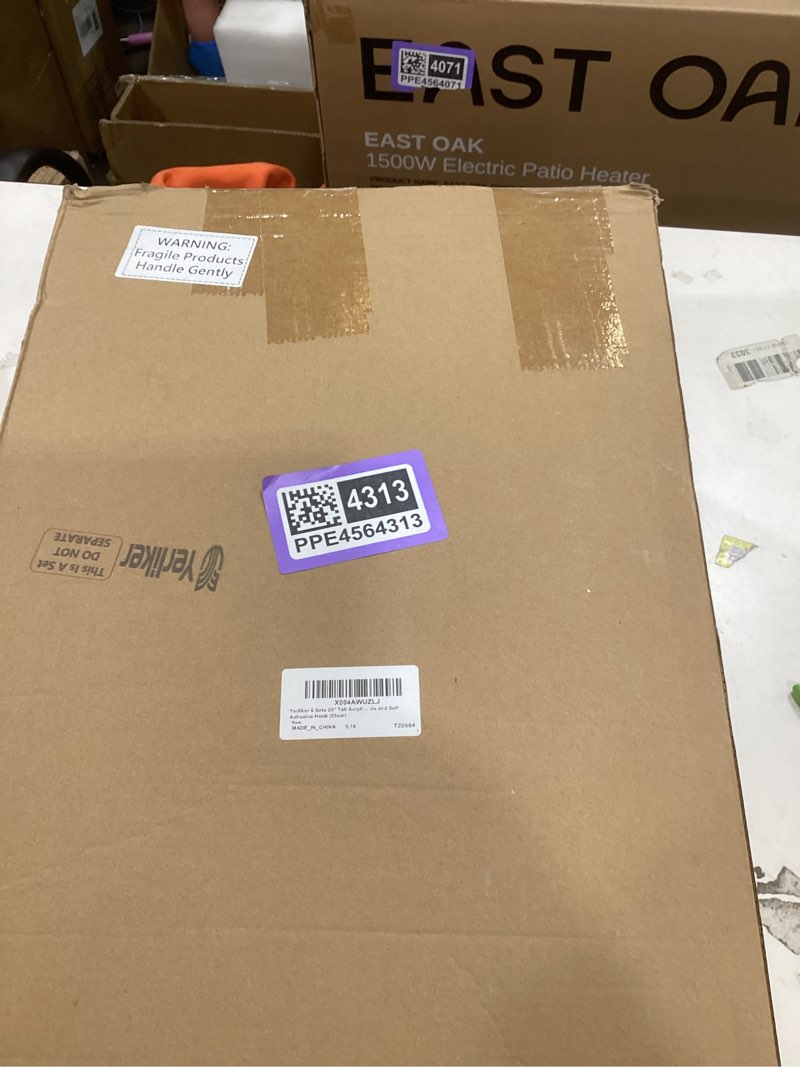 Condition photo showing New/Like New for Yerliker 6 Sets 20'' Tall Acrylic Flower Vase Wedding Centerpieces Flowers Stand with Hanging Glass Tealight Globe Candle Holders, Crystal Garland Strands and Self Adhesive Hook (Cuboid) 20'' Cuboid 6