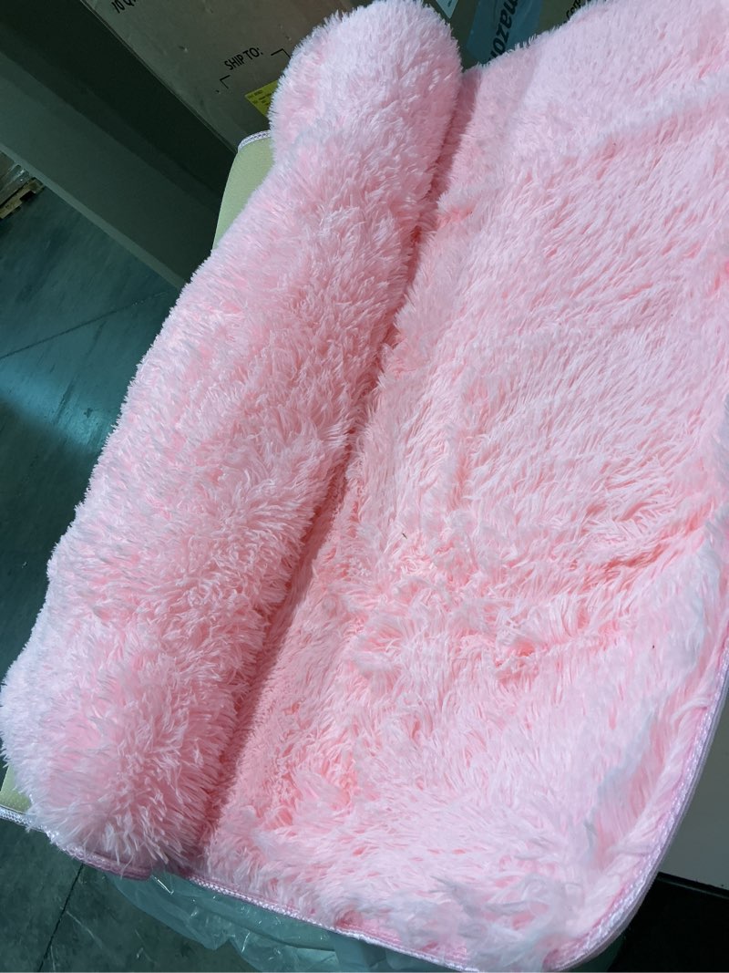 Condition photo showing Good Condition for goolela pink fluffy fuzzy rug for girls bedroom 3x5 faux fur rug furry shag bedside carpet for play room dorm soft plush rectangle 3' x 5' (rectangular) light pink
