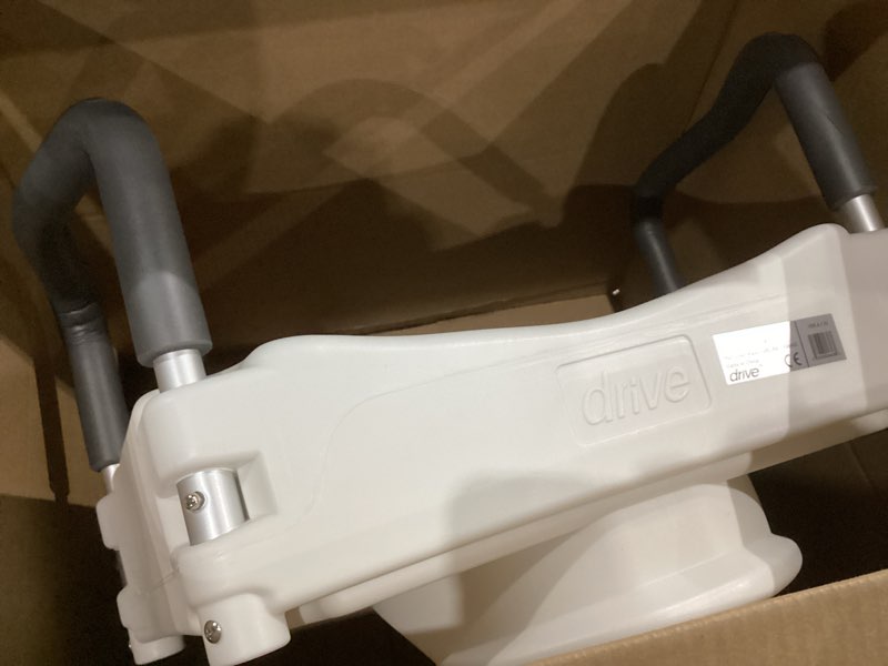 Condition photo showing Good Condition for Drive Medical 2-in-1 Raised Toilet Seat with Removable Padded Arms - Elevated Bathroom Safety Support - Secure Locking Attachment - Easy Height Assistance - Durable Plastic Construction Standard