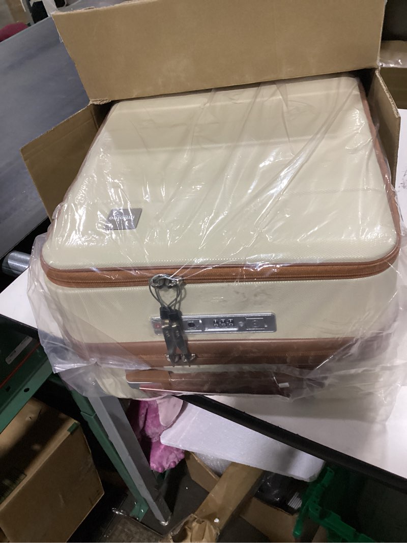 Condition photo showing New/Like New for imiomo carry on luggage airline approved with front pocket and usb port, hard shell 20 inch travel carry-on suitcase with spinner wheels and tsa lock, white
