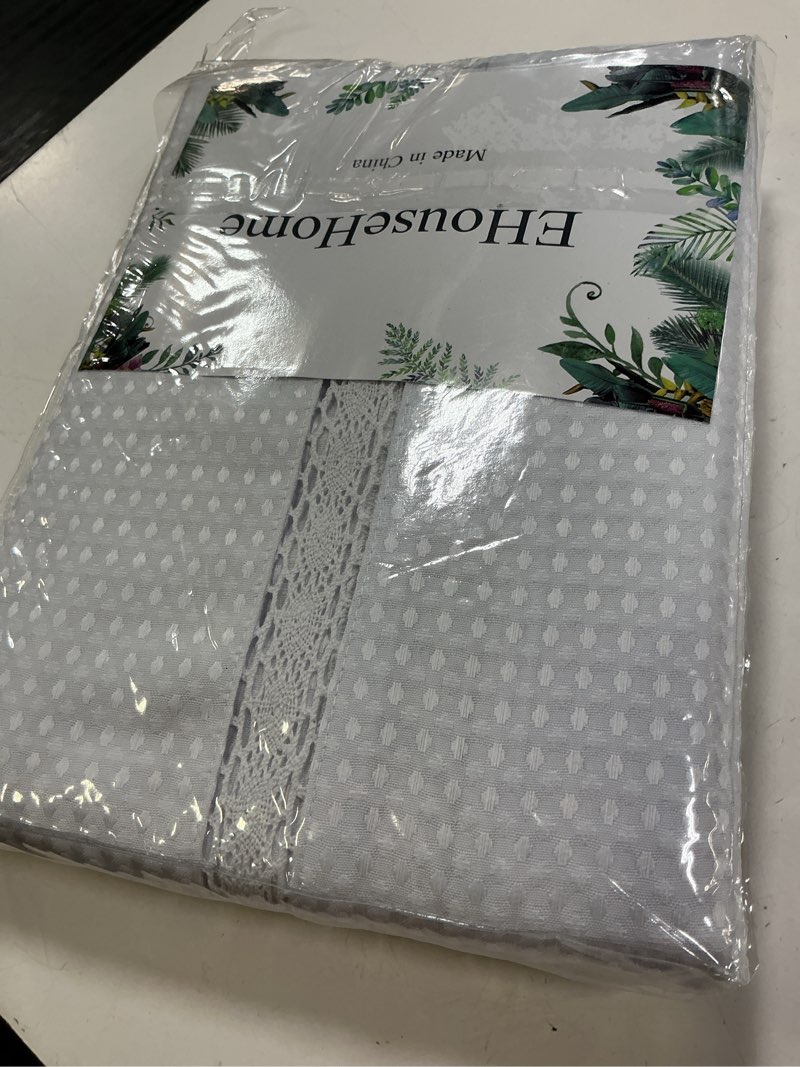 Condition photo showing Good Condition for ehousehome heavy duty waffle weave jacquard fabric tablecloth with white lace,waterproof and stain-resistant tablecloth for dinning,party,holiday,wedding,rectangle,60x102inch,white waffle/white 102" x 60" (rectangular)
